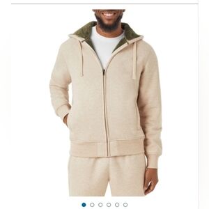 Member's Mark Men's Full-Zip Soft Fleece Sherpa Lined Hoodie Java Roast